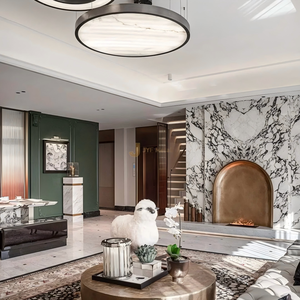 Chimenea de Escultura Moderna de Acero Inoxidable Pulido EX278 para Sala de Estar, Hotel, Salón Interior - Product Image 2