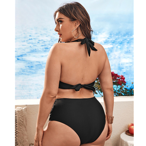 Bikinis negros sexis de alta calidad para mujer gorda, traje de baño de talla grande, trajes de baño de dos piezas - Product Image 3