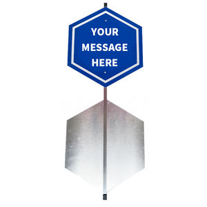 لوحة إشارة تحذير عاكسة أمنية ADT 28 بوصة على الوجهين 6 ملصقات ساحة ألومنيوم معدنية مع حصة - Product Image 5