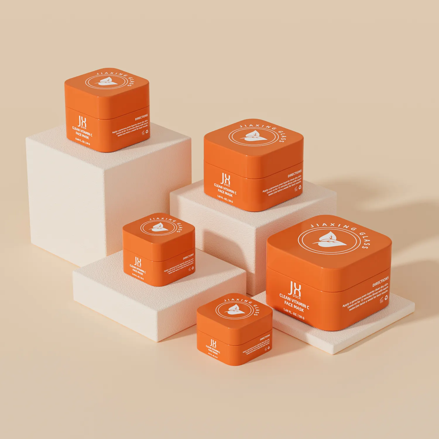 5ml 10ml 20ml 30ml 50ml空のカスタムロゴオレンジリップスクラブバームコンテナ空の正方形のPETプラスチック化粧品クリームジャー蓋付き