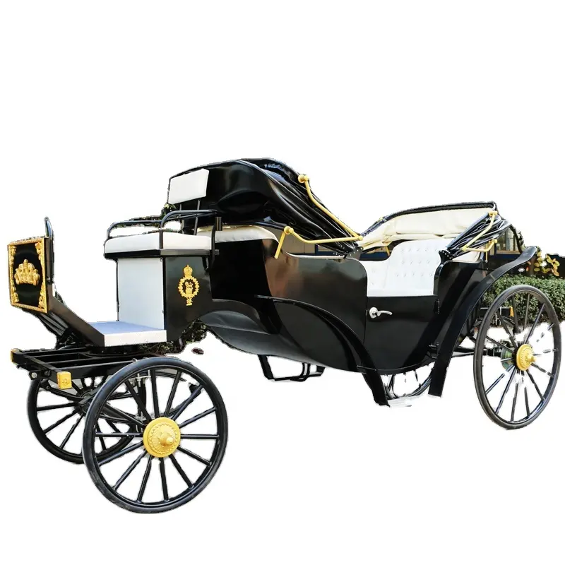 Buggy couvert noir pour les Occasions de dessin de cheval/fabricant de landau de cheval Royal/landau de mariage européen