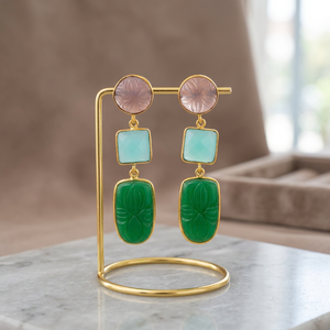 Boucles d'oreilles Huggie en acier inoxydable faites à la main avec pierres précieuses, plaquées rhodium, style bohème tendance pour enfants - Product Image 2
