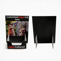 Présentoir de comptoir en carton imprimé sur mesure pour cartes de visite de magasin d'animaux, support de brochure promotionnelle de bureau