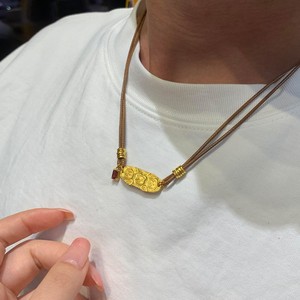 Collar Amarillo Tres en Uno con Diseño <span class=keywords><strong>de</strong></span> Cuerda Trenzada Color Café, Cadena Elegante <span class=keywords><strong>para</strong></span> Suéter, Regalo <span class=keywords><strong>para</strong></span> <span class=keywords><strong>Novio</strong></span> - Product Image 3