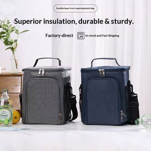 Sac isotherme à bandoulière en aluminium grande capacité avec logo personnalisé, idéal pour le déjeuner et les pique-niques, avec sangle réglable - Product Image 5