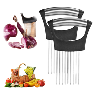 เครื่องหั่นหัวหอมสแตนเลสแบบมือหมุน - อุปกรณ์หั่นผักและผลไม้แบบมือถือพร้อมด้ามจับที่จับถนัดมือ - Product Image 4