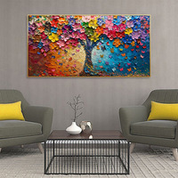 Coloré 3D Impasto Texturé Arbre Peinture Toile Paysage Contemporain Rêveur Vibrant Mur Art Salon Huilé Toile Art