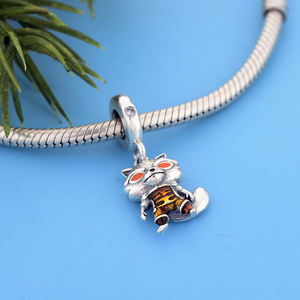 ใหม่925เงินสเตอร์ลิงการ์ตูนสุนัขจิ้งจอกสีส้มเคลือบตาห้อยลูกปัดเสน่ห์พอดีเดิมเสน่ห์สร้อยข้อมือเครื่องประดับทำ - Product Image 4