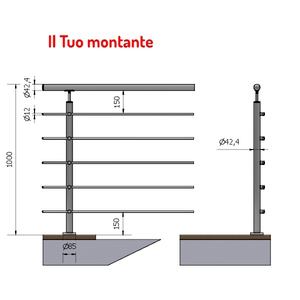 ลูกกรงตั้งตรงทรงกลม P110108-5และราวจับผ้าซาตินสำเร็จ Aisi ความสูง304 1.00ม. สำหรับสมาชิกข้าม5คนจับจ้องไปที่พื้น - Product Image 1