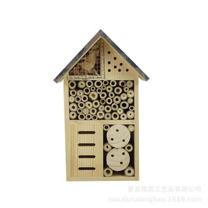 Nichoir à insectes en bois 25x12x7cm Couleur bois naturel Nid d'abeilles extérieur Style moderne et simple - Product Image 5