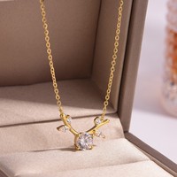 Collier en argent S925 plaqué, motif feuille de vigne et bois de cerf, pendentif délicat et frais pour femme, idéal pour le quotidien, tendance actuelle