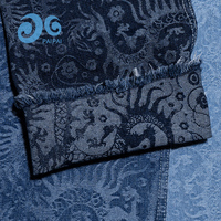 Tissu Denim Jacquard Teint en Fil Écologique Motif Dragon Tribal GC014L-7 Bleu Foncé Paisley Totem en Stock pour Garçons Filles Designer