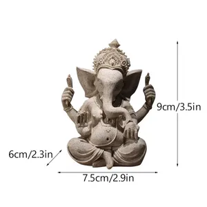 Statue de Ganesha en résine Feng Shui, sculpture d'éléphant en grès, Bouddha, déesse indienne d'Asie du Sud-Est, ornement de bureau - Product Image 3