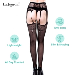 <span class=keywords><strong>Calze</strong></span> a Rete Jacquard Nere con Giarrettiera, Sexy <span class=keywords><strong>Calze</strong></span> in Nylon a Rete Sopra il Ginocchio <span class=keywords><strong>per</strong></span> Feste Notturne e Clubwear - Product Image 4