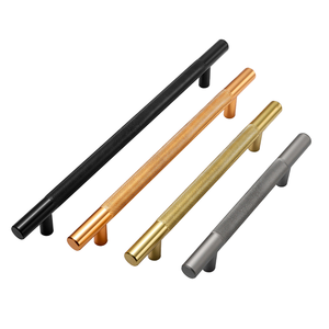 Gagang Pintu Lemari Modern Kuningan Aluminium Gagang Tarik Furnitur Perangkat Keras 128mm Gagang Laci Hitam Doff - Product Image 2