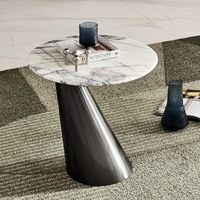 Table basse moderne minimaliste de style italien, non extensible, en marbre naturel, luxe léger, en acier inoxydable, pour canapé, meubles de maison