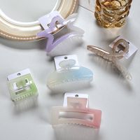 Pinces à cheveux en plastique transparent dégradé de grande taille - Motif minimaliste, pinces à mâchoires pour femmes, accessoires de cheveux quotidiens