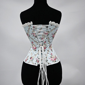 Floral Embroidery Lace Trim Bustier Top Sheer Mesh Back Tie Cute <b>Corset</b> Crop Top <b>Women</b> Overbust Waist Trainer Shapewear - Product Image 4