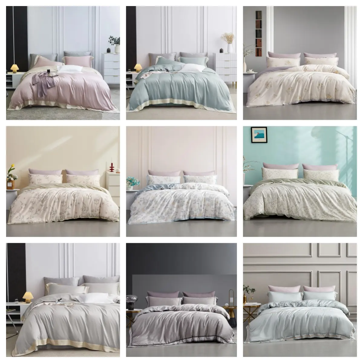 Đồng Bằng Màu Xanh Trắng Tấm Ga Trải Giường Tencel Bộ Đồ Giường Đặt Lụa Bedsheet 100% Bạch Đàn Lyocell Bộ Đồ Giường Tấm 300TC Nữ Hoàng Kích Thước Duvet Cover