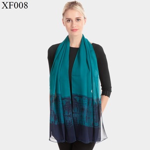 Echarpes d'été en mousseline froide pour femmes Echarpes légères <span class=keywords><strong>AliExpress</strong></span> Fashion Gradient Color Scarves Print Shawl Wraps - Product Image 5