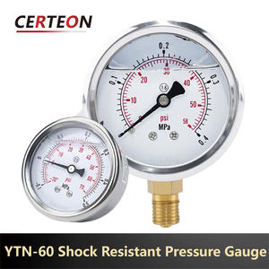 YTN60 Doble Escala PSI Vacío Aceite Lleno Montaje Axial Antigolpes Resistente a Corrosión M14 NPT G1/2 Manómetro - Product Image 3