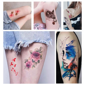 Tatouages temporaires en papier pour hommes, femmes et enfants, motifs tigre indien, loup, crâne de la mort, henné, <span class=keywords><strong>squelette</strong></span>, roi animal, blanc, sexy, corps et visage - Product Image 6