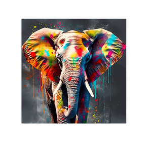 ภาพวาดสัตว์นิ่งสมัยใหม่ ภาพพิมพ์ดิจิทัลบนผ้าใบสำหรับตกแต่งห้องนั่งเล่น ภาพวาดสัตว์ลายช้าง - Product Image 4