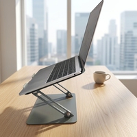 Support d'ordinateur portable réglable et rotatif à 360°, pliable, en métal, avec base rotative usinée CNC, pour ordinateurs portables de 14 à 17,3 pouces