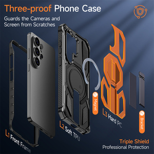 Custodia Protettiva Rinforzata per <span class=keywords><strong>Samsung</strong></span> S26 Ultra S25 S24 con Supporto Magnetico Antiurto per iPhone 17 Pro Max 16 15 14 <span class=keywords><strong>13</strong></span> - Product Image 3