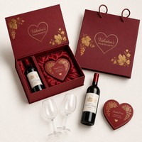 Boîte cadeau magnétique personnalisée pour vin et chocolat, emballage rigide en papier pour bouteille de vin rouge, kit chocolat en forme de cœur, vente en gros