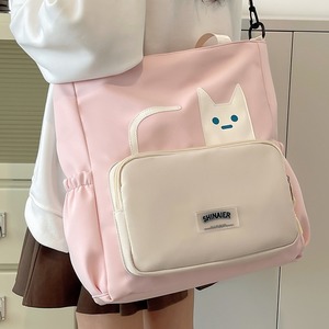 Shinaier Women's Tote Bag Blue Pink Cat Design Water Resistant Everyday Commuter Bag - Product Image 4