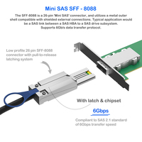 Kabel Mini SAS SFF-8088 ke 4*SFF-8482 SAS Eksternal, Kabel Hard Drive 1 ke 4 SAS dengan Daya 4Pin, Kabel Transmisi Server 6Gbps