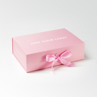 Boîte rigide magnétique personnalisée avec logo recyclable, emballage en papier rose de luxe avec ruban, boîte cadeau avec fermeture magnétique