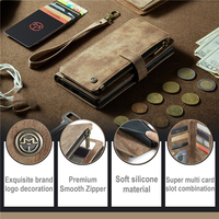 Étui de téléphone pour Samsung S20 Ultra S21 ULTRA S22 PLUS S 8 S9 plus sac à main en cuir avec fermeture éclair étui portefeuille à rabat