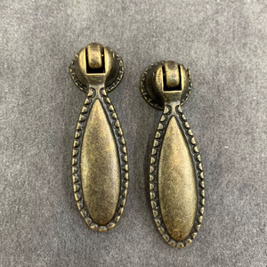 Poignée de meuble vintage en laiton antique en forme de goutte d'eau, bouton de tiroir en alliage de zinc, quincaillerie rétro pour meubles - Product Image 3