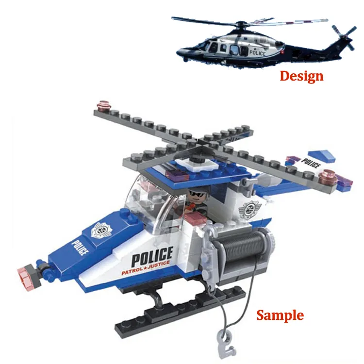 AUSINI flying aeroplane toys build your own helicopter police kid building block toy