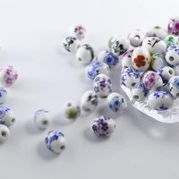 Perles d'espacement en porcelaine en vrac en gros bleu blanc forme d'olive bricolage fabrication de bijoux résultats perles de décalcomanie en céramique
