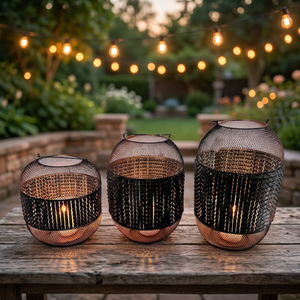 Sonnet Decor Iron Mesh <b>Lantern</b> <b>Set</b> of 3 Black Bronze Handmade Candle Holders for Home Decoration Heat Resistant Metal Christmas - Product Image 2