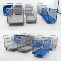 Chariot de manutention pliable en treillis métallique robuste à quatre roues et double poignée pour entrepôt industriel et logistique OEM