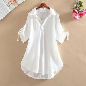 Women's Regular Fit Casual Vintage Chiffon Plus Size Autumn Spring Blouse Stand Collar <b>Raglan</b> Sleeve Quick Dry Nylon Front Logo - Product Image 4