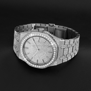 Montre de luxe hip-hop OEM, mécanique automatique, cristal saphir, mouvement japonais, 42 mm, entièrement sertie de diamants moissanite, plongeur, 50 bars d'étanchéité - Product Image 2