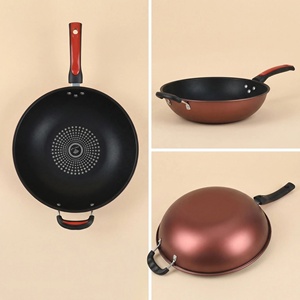 Panela <span class=keywords><strong>Wok</strong></span> de Ferro Fundido 34cm com Revestimento Antiaderente Diamantado, Panela Funda para Fritar com Alça Dupla para Fogão a Gás - Product Image 6