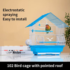 Klein papegaaienkooi voor thuisgebruik, budgerigar vogelkooi, papegaaien, parkieten, metalen ijzeren draadkooi voor vogels, vogelhuisjes. - Product Image 2