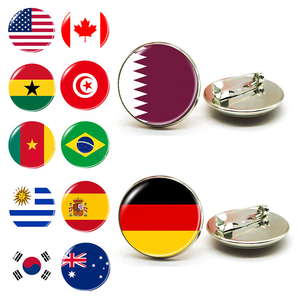 Broche ronde en métal électro-plaqué avec drapeau de 32 pays pour le football mondial <span class=keywords><strong>2022</strong></span>, badge, épingle à vêtements, vente en gros - Product Image 1