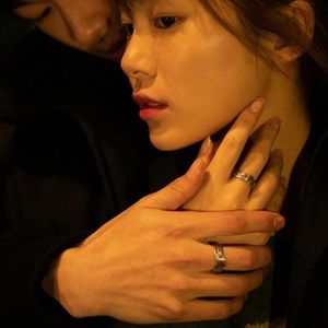 SC 핫세일 패션 커플링 선물 트렌디 천사 악마 커플링 펑크 실버 윙 오픈링 여성 남성용 - Product Image 3