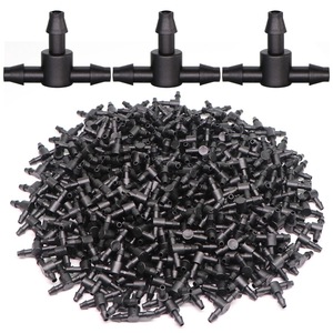 Conector en T para riego por goteo, junta de tubería ABS negra de cuatro vías para accesorios de sistema de riego de jardín - Product Image 3