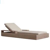 Chaise longue d'extérieur moderne en teck durable de luxe avec coussin pour piscine et plage