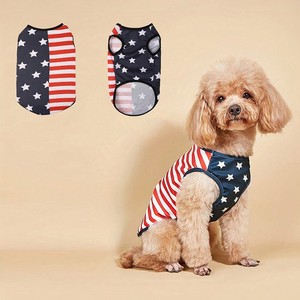 Independence Day USA Flag <b>Print</b> Dog Tank Top American Stars Stripes Puppy Shirts Summer Breathable Pet Vest - Product Image 1