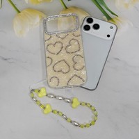 Coque de téléphone style Ins avec cordon pour iPhone 15 Pro Max 14, étui de luxe avec bracelet bijoux diamants pour iPhone 17 Pro Max