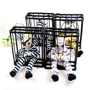 Halloween Hanging Skull Cage cre(squelight Up Eyes decorazioni fantasma Halloween prigionieri giocattoli spaventosi Decor - Product Image 1